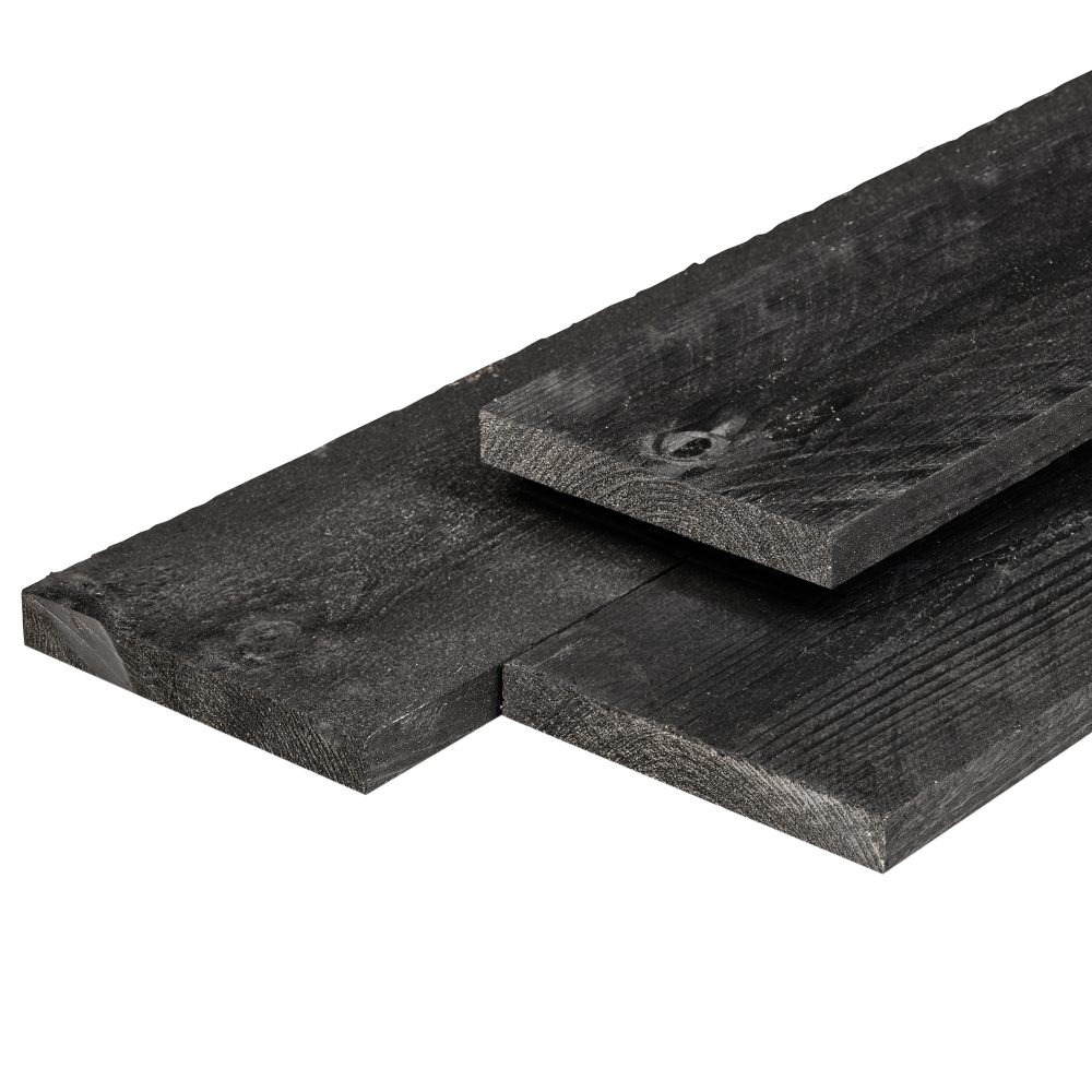 douglas fijnbezaagde plank 1.6 x 14 cm zwart geïmpregneerd