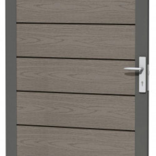 Composiet deur in aluminium frame | Houtmotief | Grijs | 90 x 183 cm