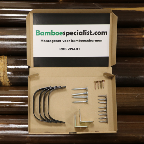 Bamboescherm Montageset Zwart