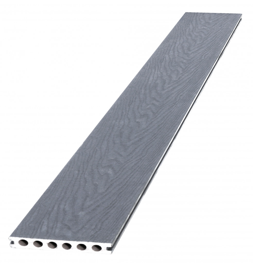 Composiet dekdeel houtstructuur (co-extrusie) 2,3 x 14,5 x 420 cm, grijs.
